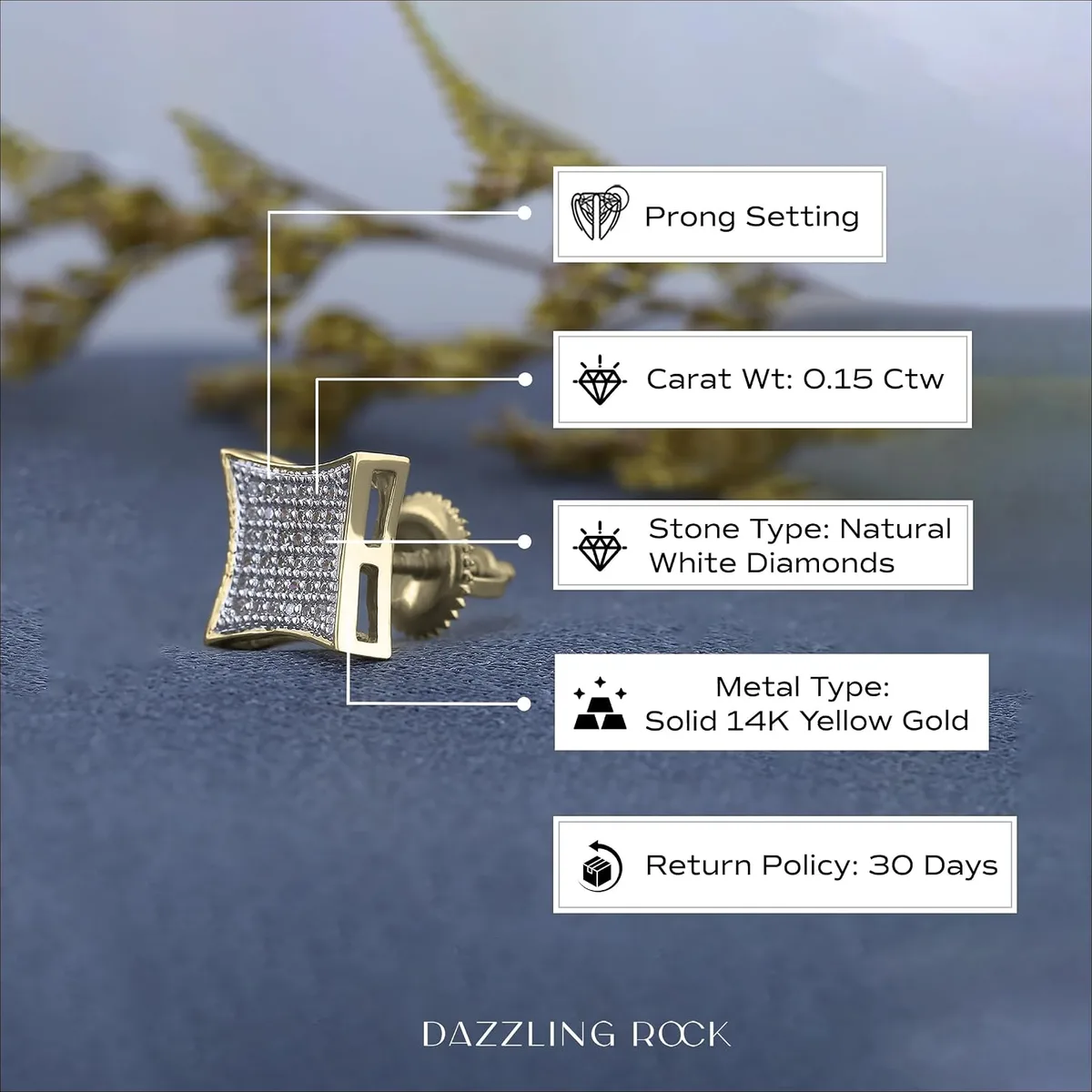 Dazzlingrock Screw Back Unisex Design Ladies Mens Real Diamond Earrings — image 10