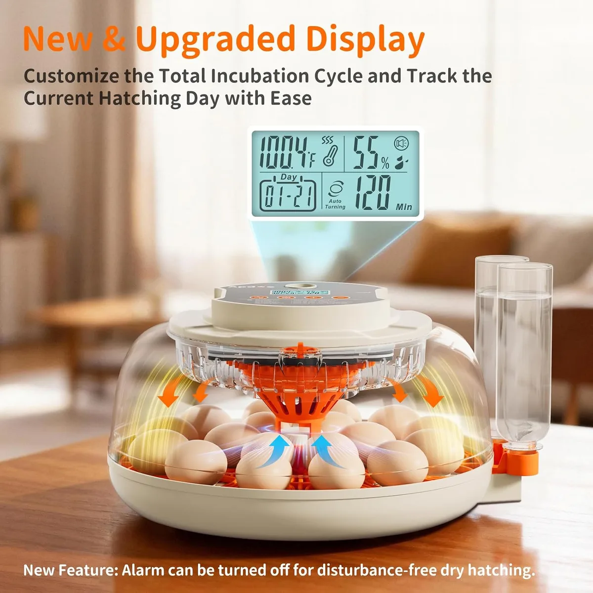 APDOE Egg Incubators for Hatching Eggs, Temperature and Humidity Control, Automatic Egg Turning, Egg Candler, External Water Bottle, Air Vent, for Chicken, Duck & Quail Eggs, 18 Eggs — image 2
