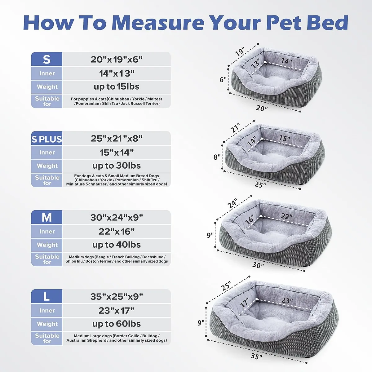 INVENHO Medium Dog Beds for Medium Dogs Washable, Rectangle Dog Bed Medium Size Dog, Orthopedic Dog Bed, Warming Soft Calming Sleeping Puppy Bed Durable Pet Bed with Anti-Slip Bottom M(30"x24"x9") — image 5