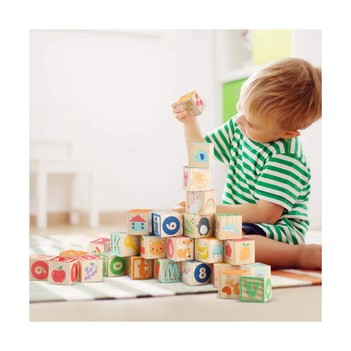 ABC Wooden Building Blocks for Toddlers 1-3 Large, 26 PCS Alphabet & Number Stacking Blocks, Educational Learning Toys for Boys Girls Kids Gifts 1.65'' — image 3