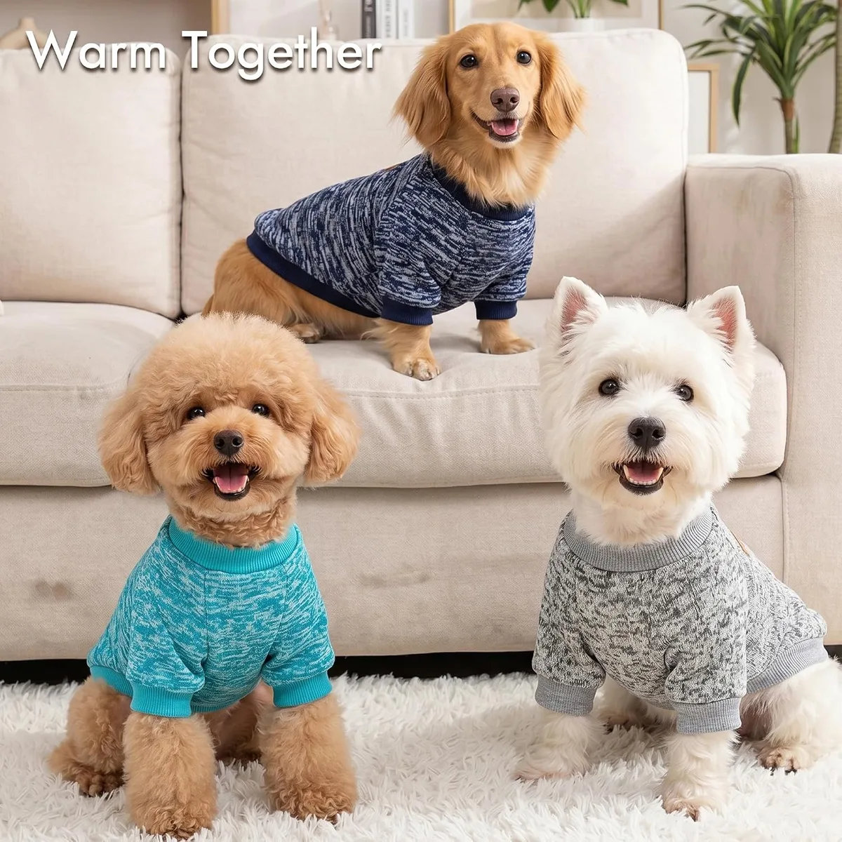 3 Pack Dog Sweaters for Small Dogs Girl Boy Winter Fleece Clothes Warm Soft Dog Sweatshirt Outfit for Dogs Cats Pet Apparel — image 6