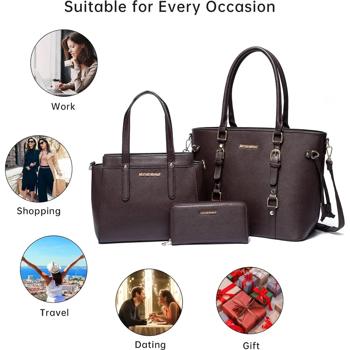 Montana West 3PCS Purses for Women Tote Bag and Wallet Set Shoulder Satchel Handbags — image 6