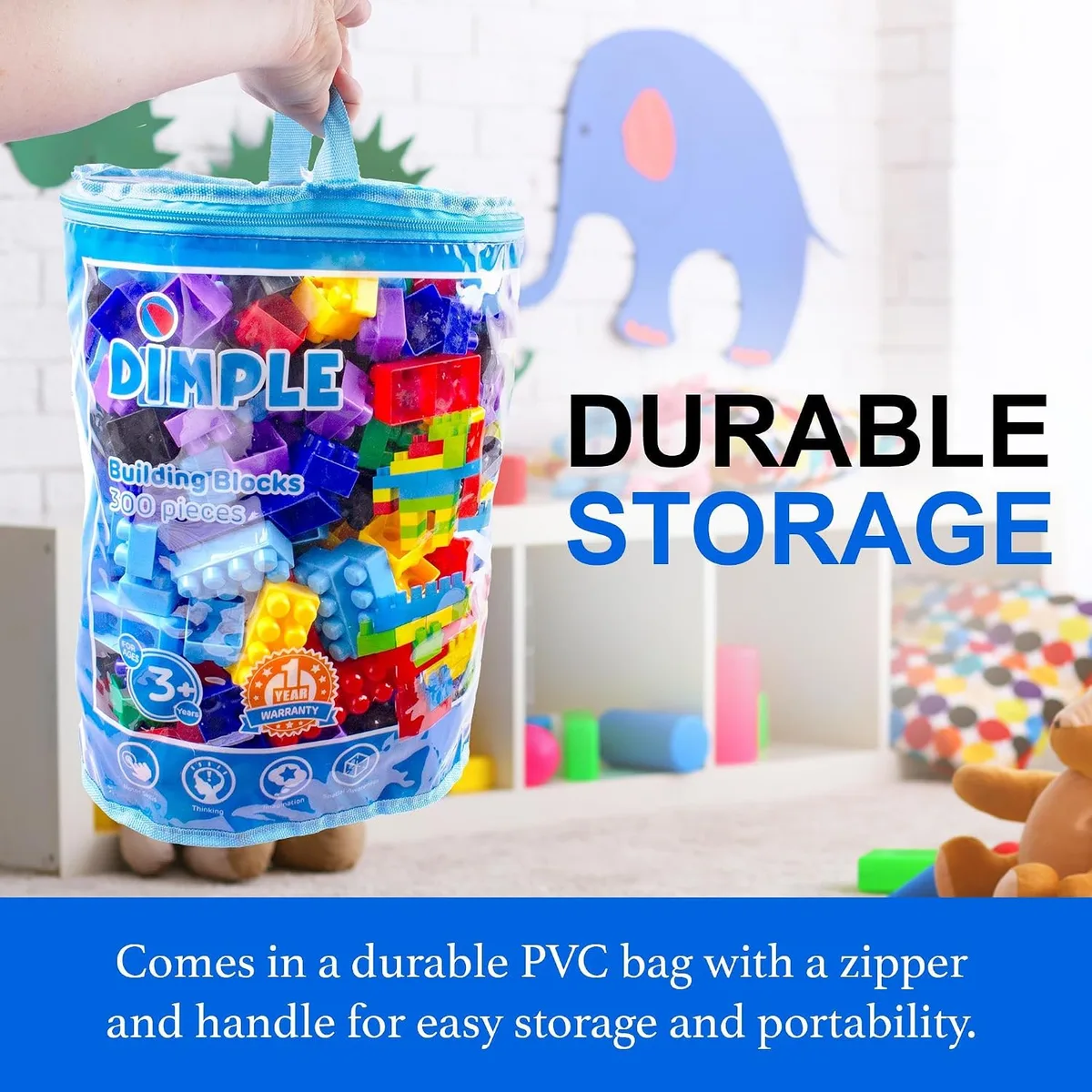 Dimple 300 Piece Large Building Blocks for Toddlers, Kids Interlocking Toys — image 6
