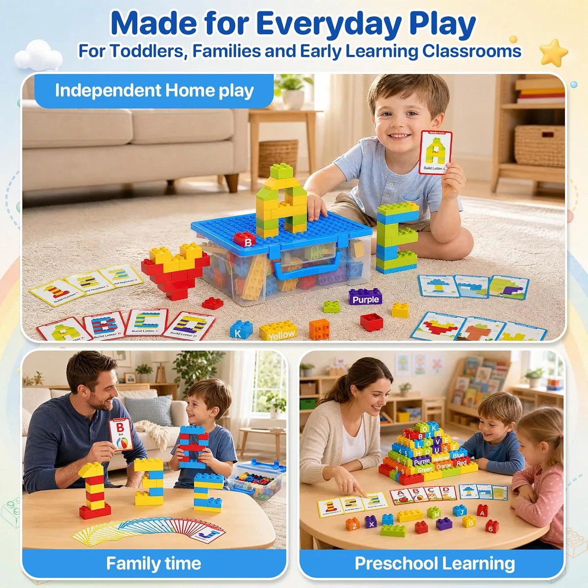 Large Building Blocks for Toddlers: 42 Learning Blocks & 50 Activity Cards — image 3