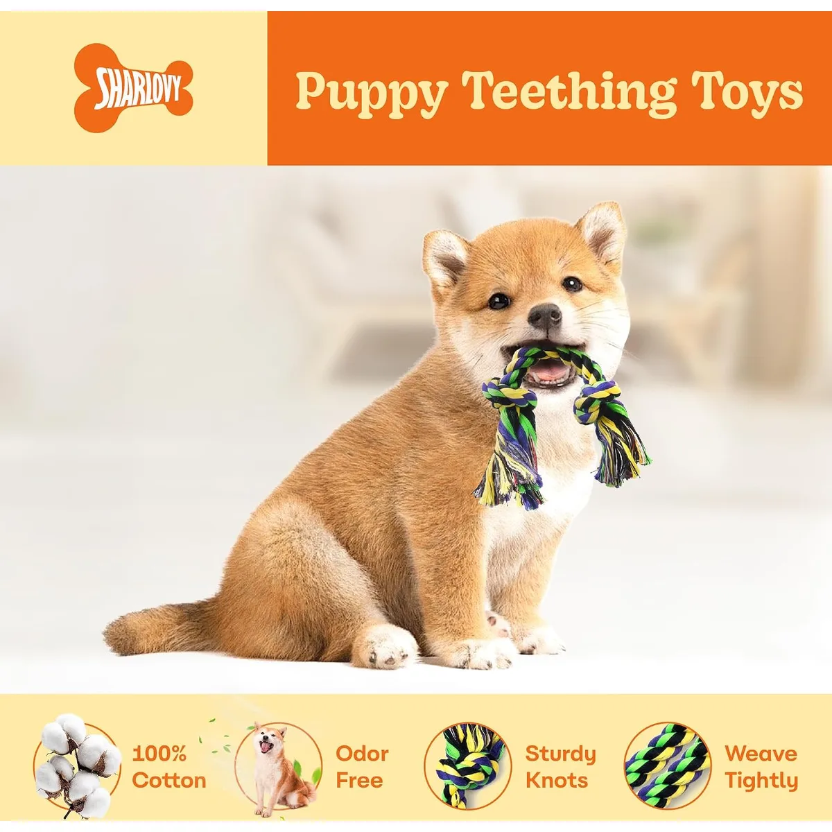 Puppy Teething Toys for Small Dogs, 5 Pack Cotton Puppy Dog Rope Toy — image 2