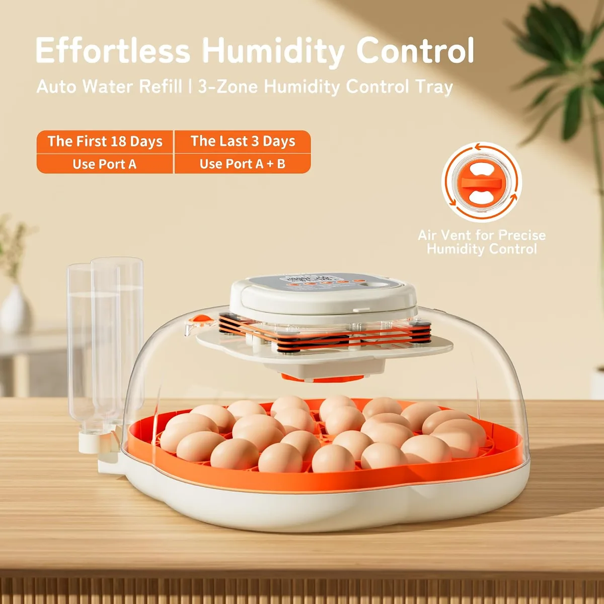 APDOE Egg Incubators for Hatching Eggs, Temperature and Humidity Control, Automatic Egg Turning, Egg Candler, External Water Bottle, Air Vent, for Chicken, Duck & Quail Eggs, 25 Eggs — image 4