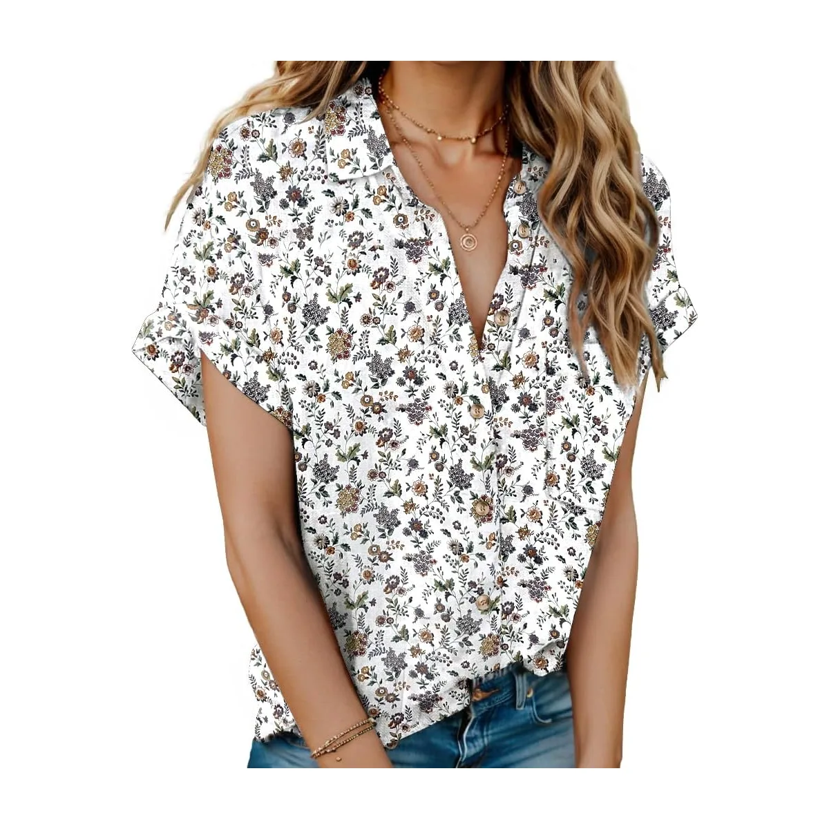 HOTOUCH Linen Shirts for Women Button Down Short Sleeve Tops Cotton Blouses Collared Button-up Beach Vacation Outfits — image 8