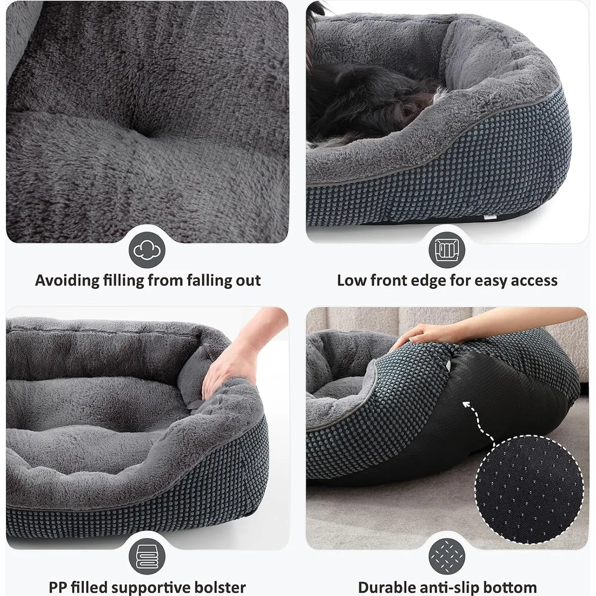 INVENHO Small Dog Bed for Small Dogs, Cat Beds for Indoor Cats Washable, Orthopedic Dog Bed, Warming Soft Calming Sleeping Puppy Bed Durable Pet Bed with Anti-Slip Bottom S(20"x19"x6") — image 3