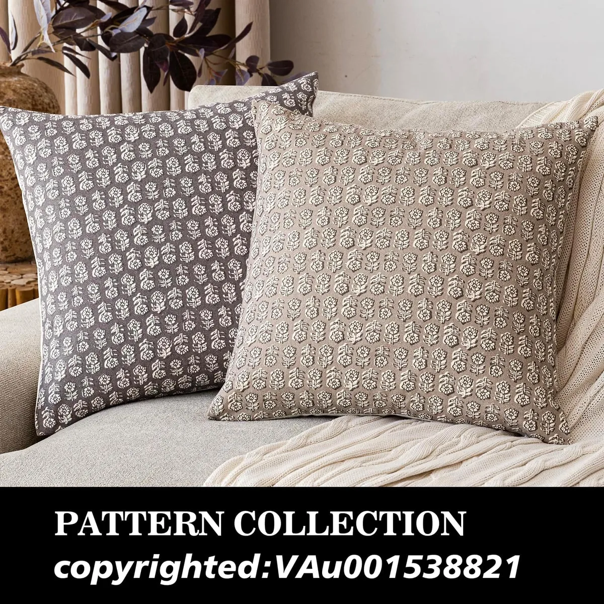 Foindtower Decorative Floral Print Throw Pillow Covers 18×18 Inch,Tan Taupe — image 4