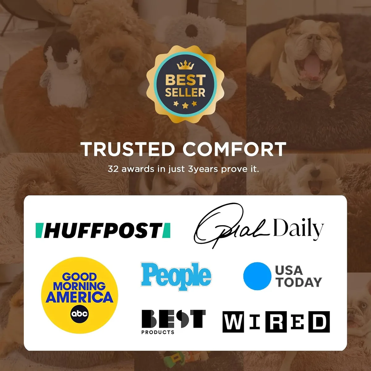 Bedsure Calming Dog Bed Medium Size Dog Donut Washable Pet Bed,30ins Camel — image 8