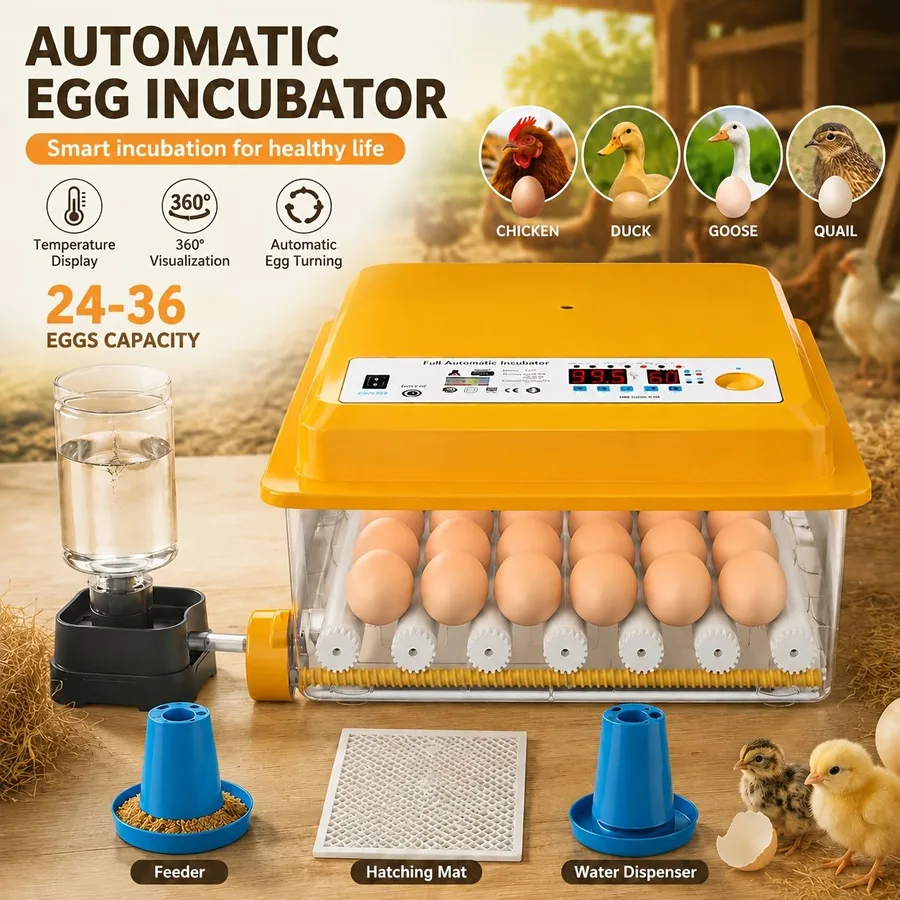 36-egg Multifunction Incubator, Capable Of Hatching Chicken, Duck, Goose And Pigeon Eggs, With Tempe