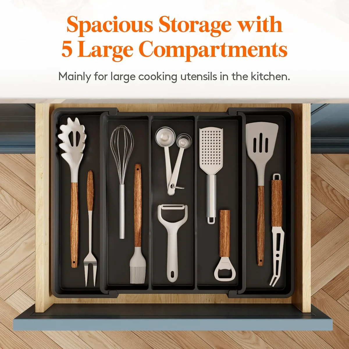 Lifewit Utensil Organizer for Kitchen Drawers, Expandable Utensil Tray — image 4