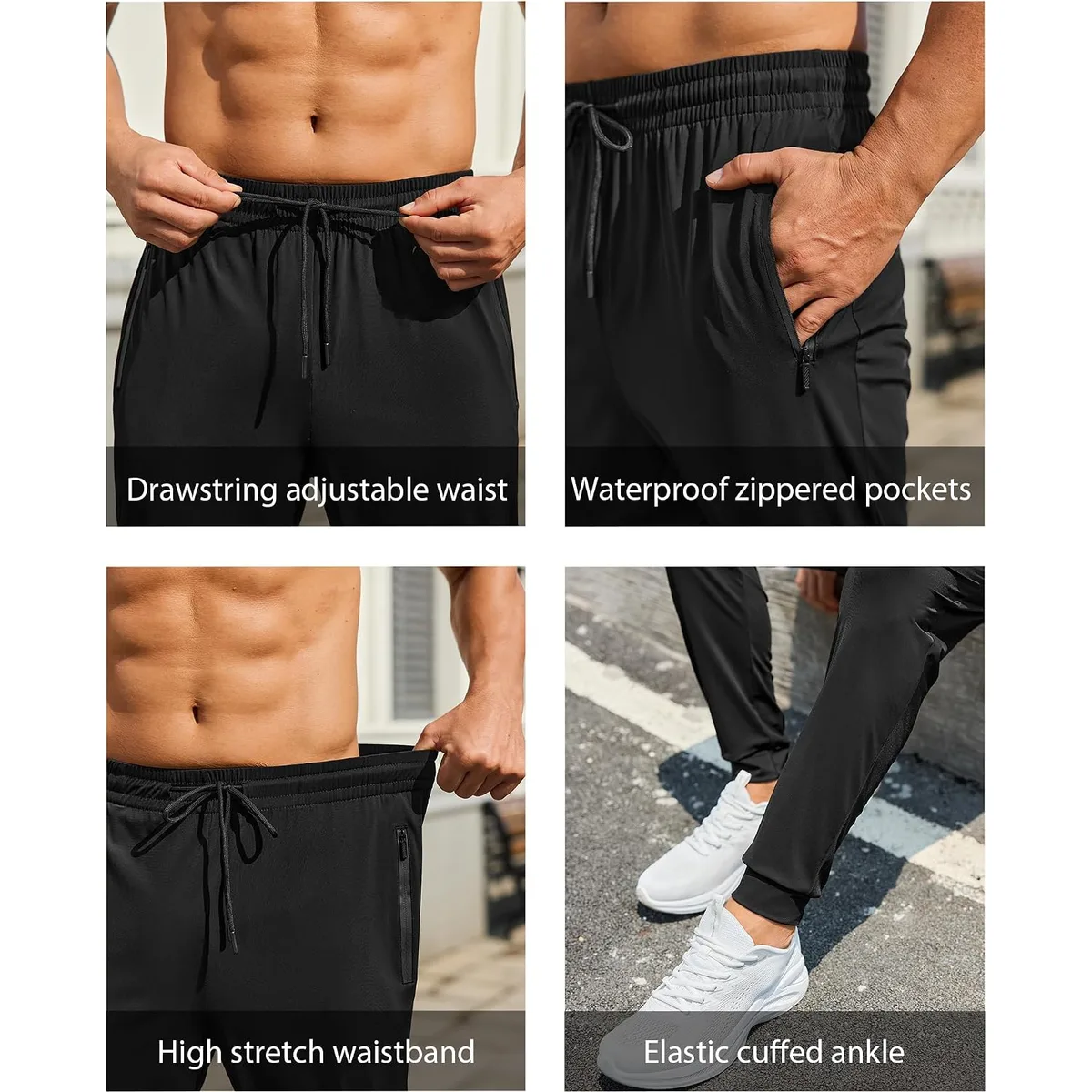 Mens Sweatpants with Zipper Pockets Lightweight Athletic Joggers for Workout Running Gym Track Casual Wear — image 7