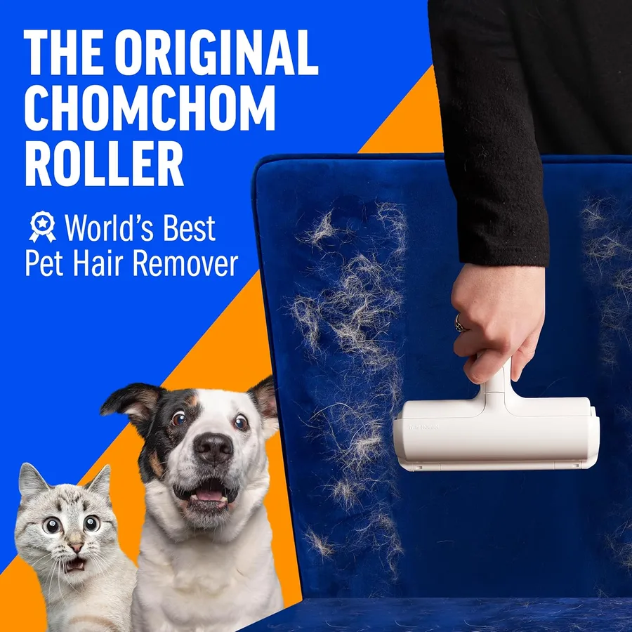 ChomChom Roller Pet Hair Remover – Original Size Reusable Lint Roller for Cat & Dog Hair on Furniture, Couch, Carpet, Car, Rugs & Bedding – Portable, Eco-Friendly White — image 8