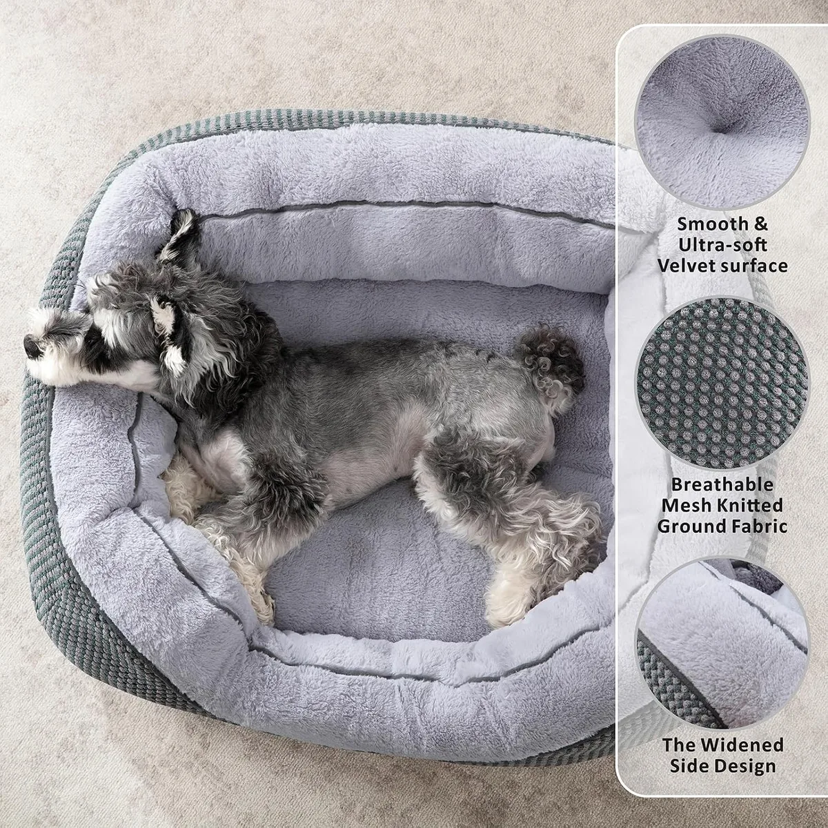 INVENHO Medium Dog Beds for Medium Dogs Washable, Rectangle Dog Bed Medium Size Dog, Orthopedic Dog Bed, Warming Soft Calming Sleeping Puppy Bed Durable Pet Bed with Anti-Slip Bottom M(30"x24"x9") — image 2