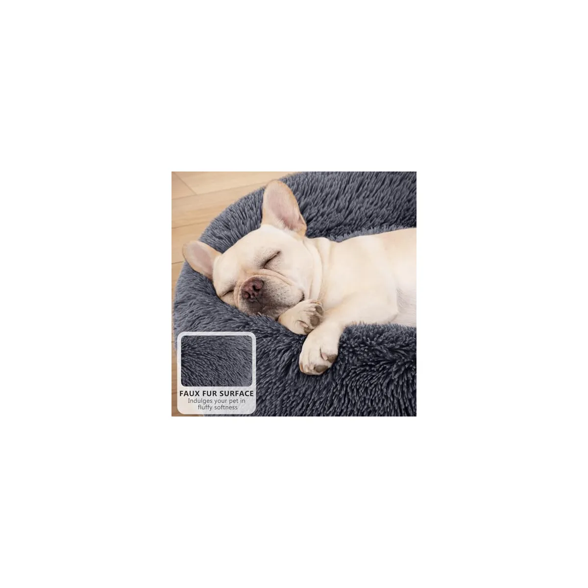 MIXJOY Orthopedic Dog Bed Comfortable Donut Cuddler Round Pet Beds Ultra Soft Washable Dog and Cat Cushion Bed 30'', Dark Gray — image 4