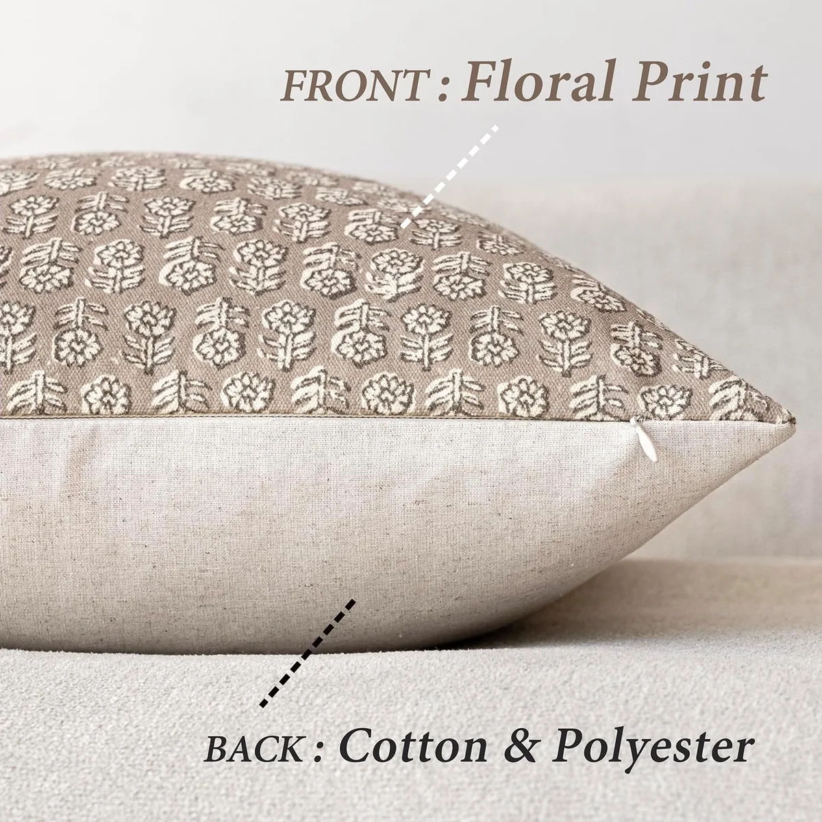 Foindtower Decorative Floral Print Throw Pillow Covers 18×18 Inch,Tan Taupe — image 2