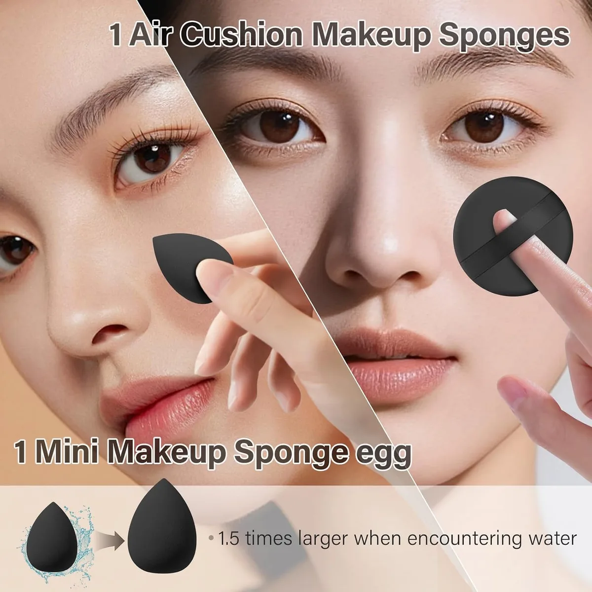 Makeup Brushes Set, Mlemle Professional 25 Pcs Makeup Kit, Include Foundation Powder Blush Concealers Eye shadows 21 Pcs Makeup Brushes and 2 Powder Puff, 2 Makeup Sponge(B01-Black) — image 5