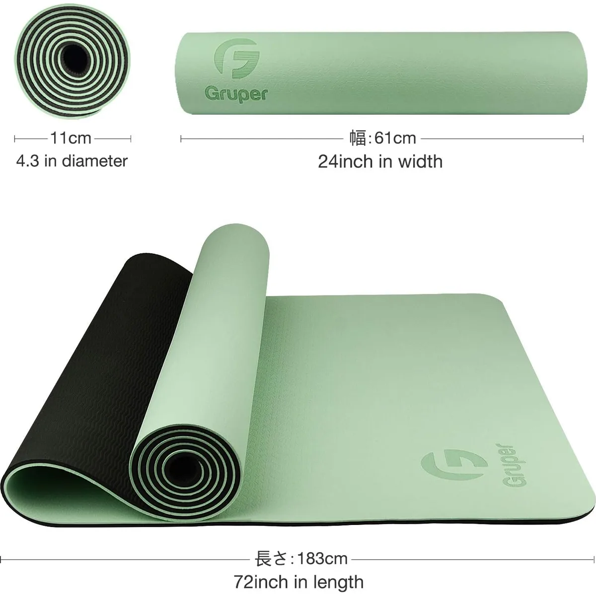 Gruper Yoga Mat Non Slip, Eco Friendly Exercise Mat with Carrying Strap — image 5