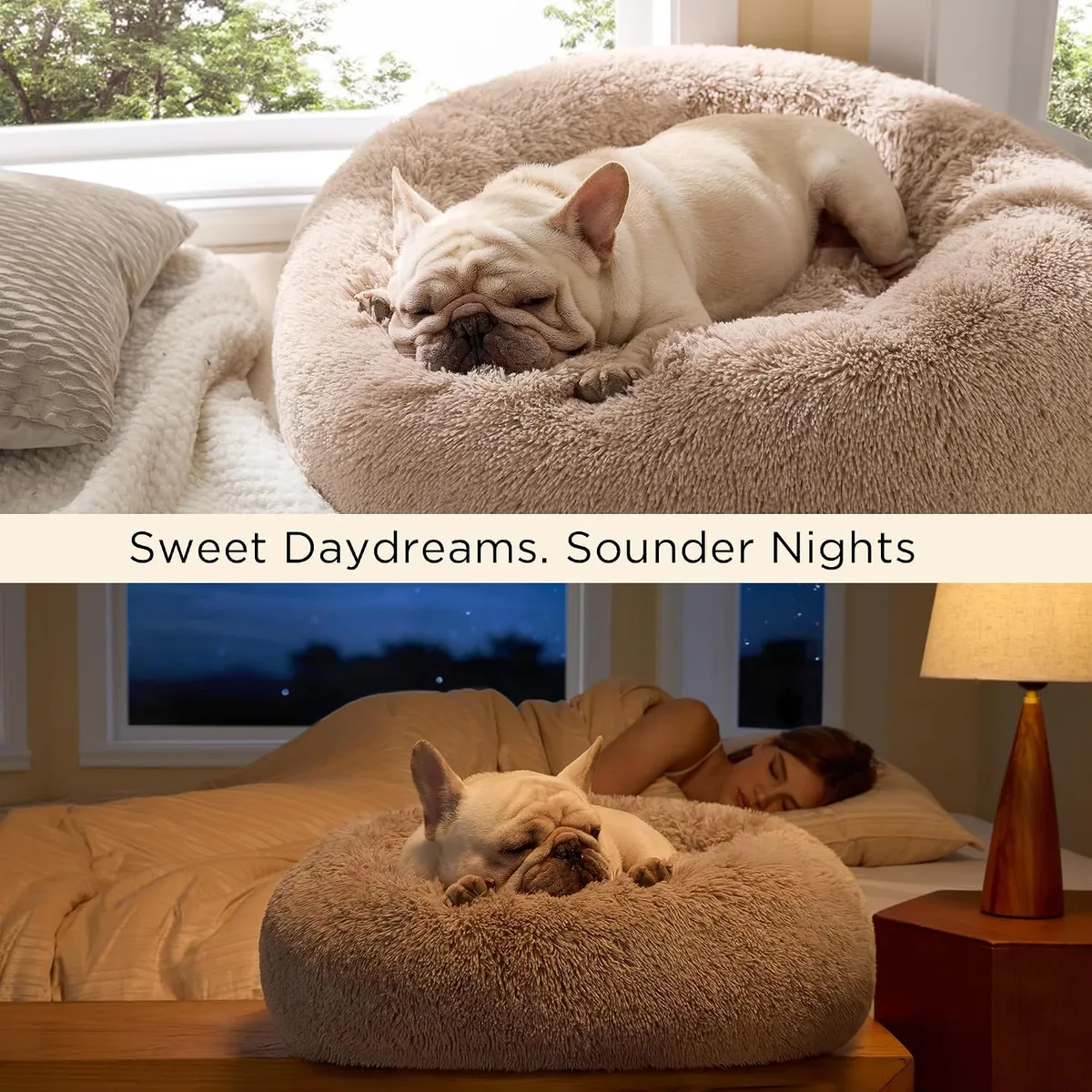 Bedsure Calming Dog Bed Medium Size Dog Donut Washable Pet Bed,30ins Camel — image 4