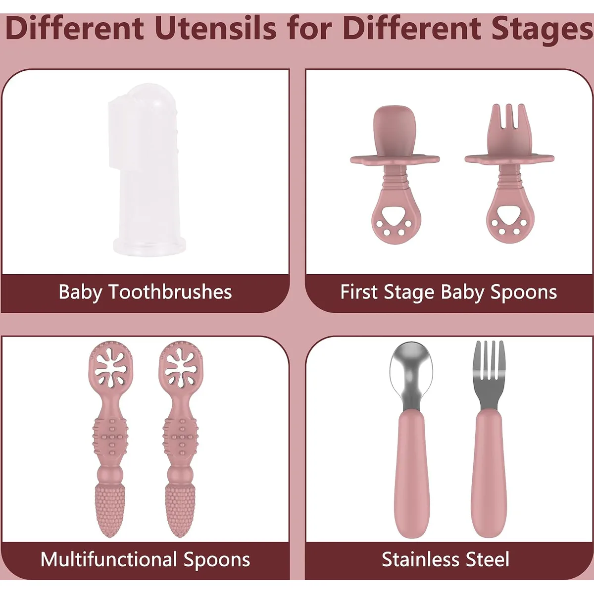 13PCS Baby Feeding Set, Removable Stainless & Silicone, Odor-Free — image 7