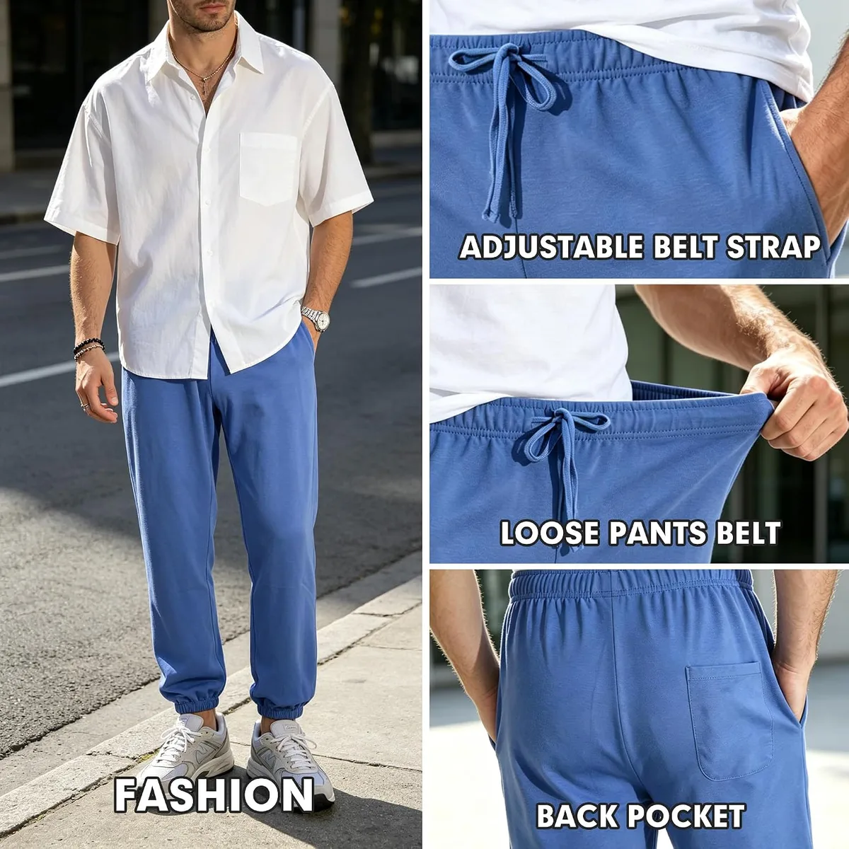 Mens Sweatpants with Pockets Lightweight French Terry Lounge Joggers Workout Pants for Running Travel Gym — image 4