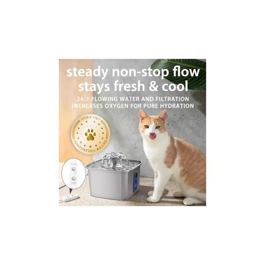 Veken Innovation Award Winner Stainless Steel Cat Water Fountain, 108oz, C1 — image 7