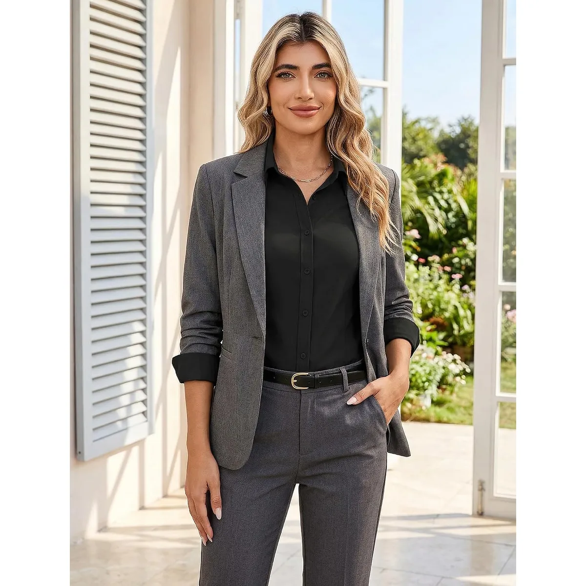 Zeagoo Women's Wrinkle Free Button Down Shirts Long Sleeve Business Tops — image 8