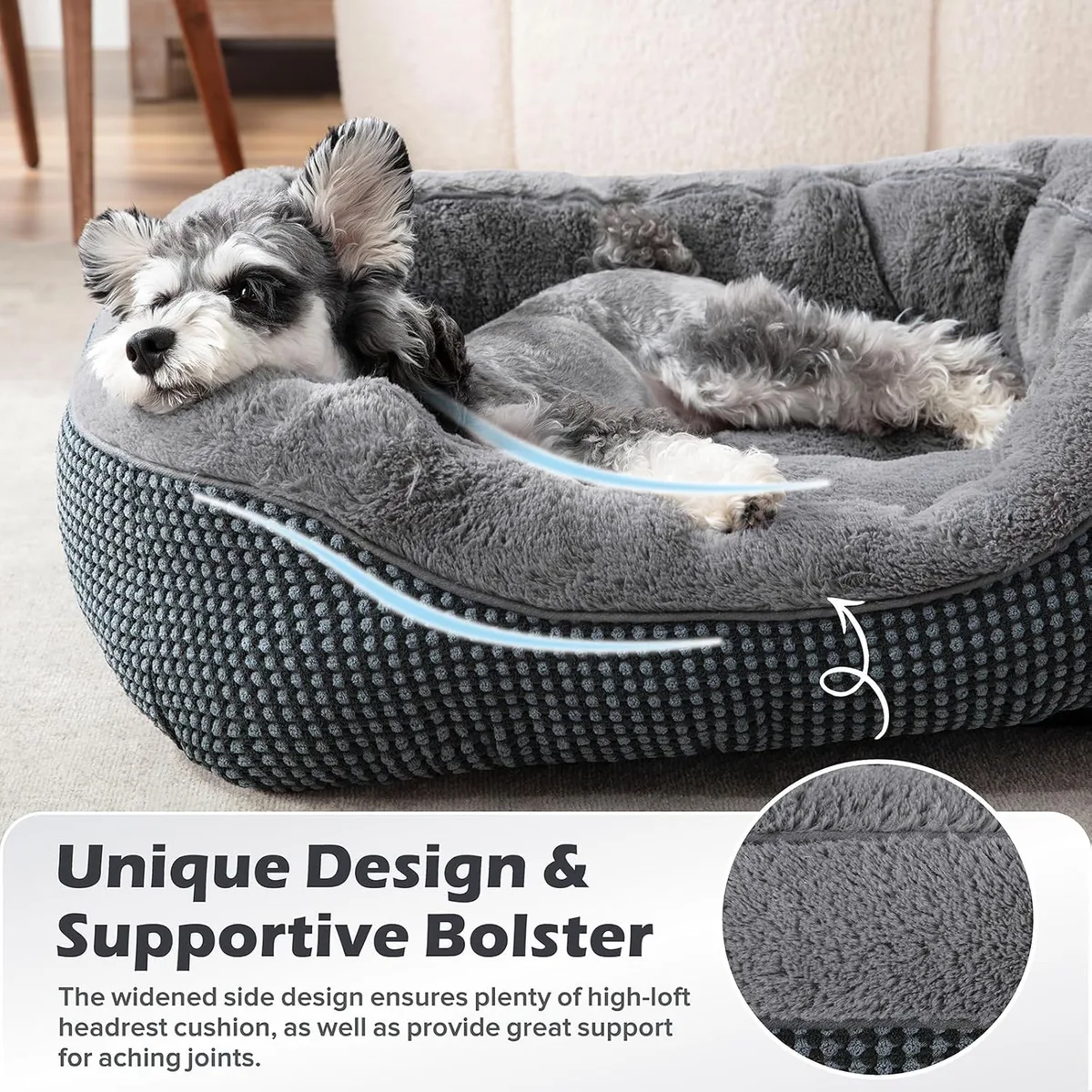 INVENHO Small Dog Bed for Small Dogs, Cat Beds for Indoor Cats Washable, Orthopedic Dog Bed, Warming Soft Calming Sleeping Puppy Bed Durable Pet Bed with Anti-Slip Bottom S(20"x19"x6") — image 4