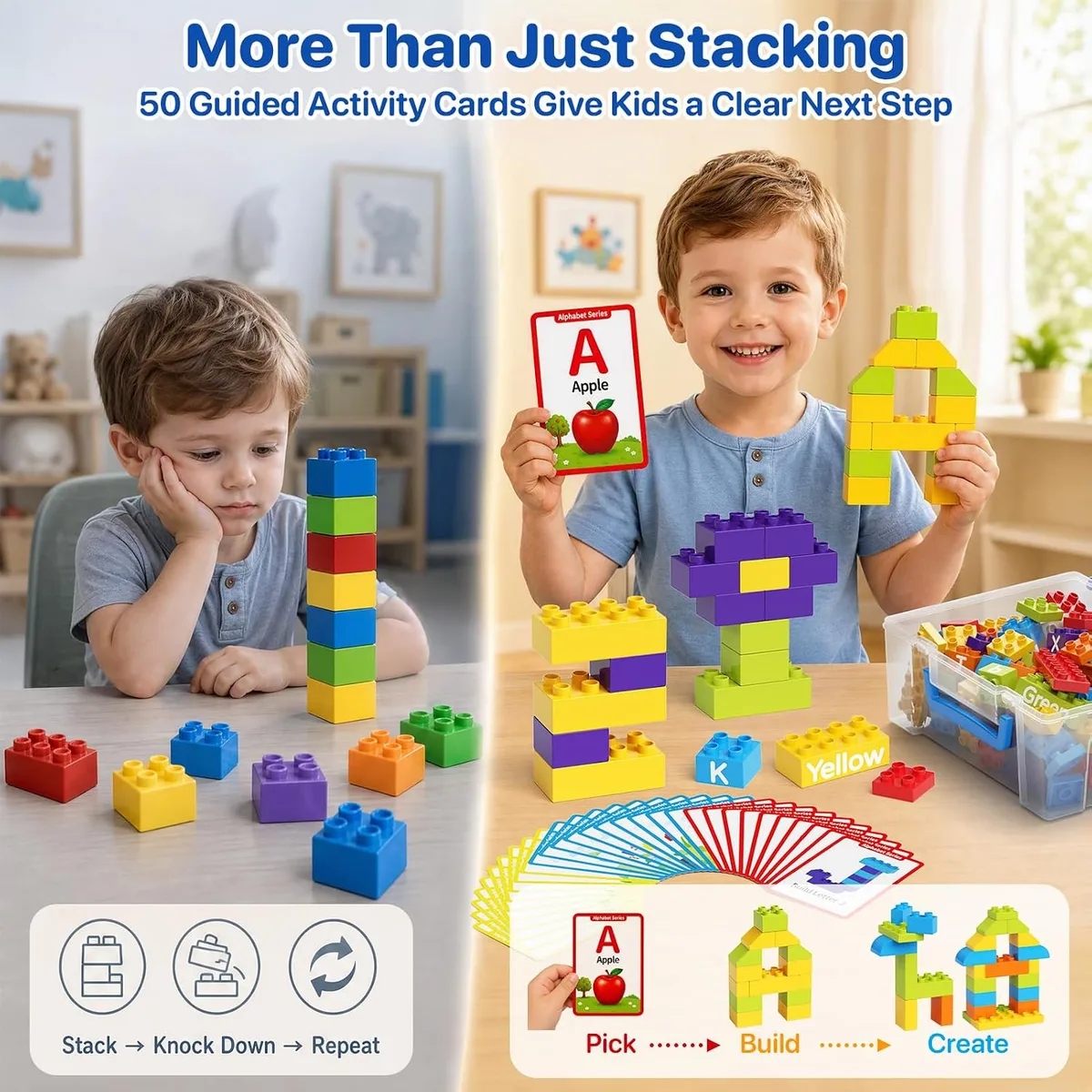 Large Building Blocks for Toddlers: 42 Learning Blocks & 50 Activity Cards — image 2