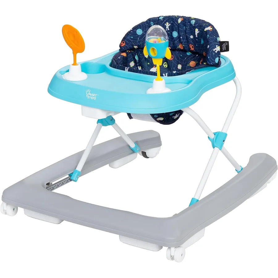 Smart Steps Trend Activity Walker and Entertainer with Removeable Toys, Large Tray, Cup Holder, Adjustable Height and Flat Fold Frame for Storage, Ages 6 Months +, Space Walk Navy