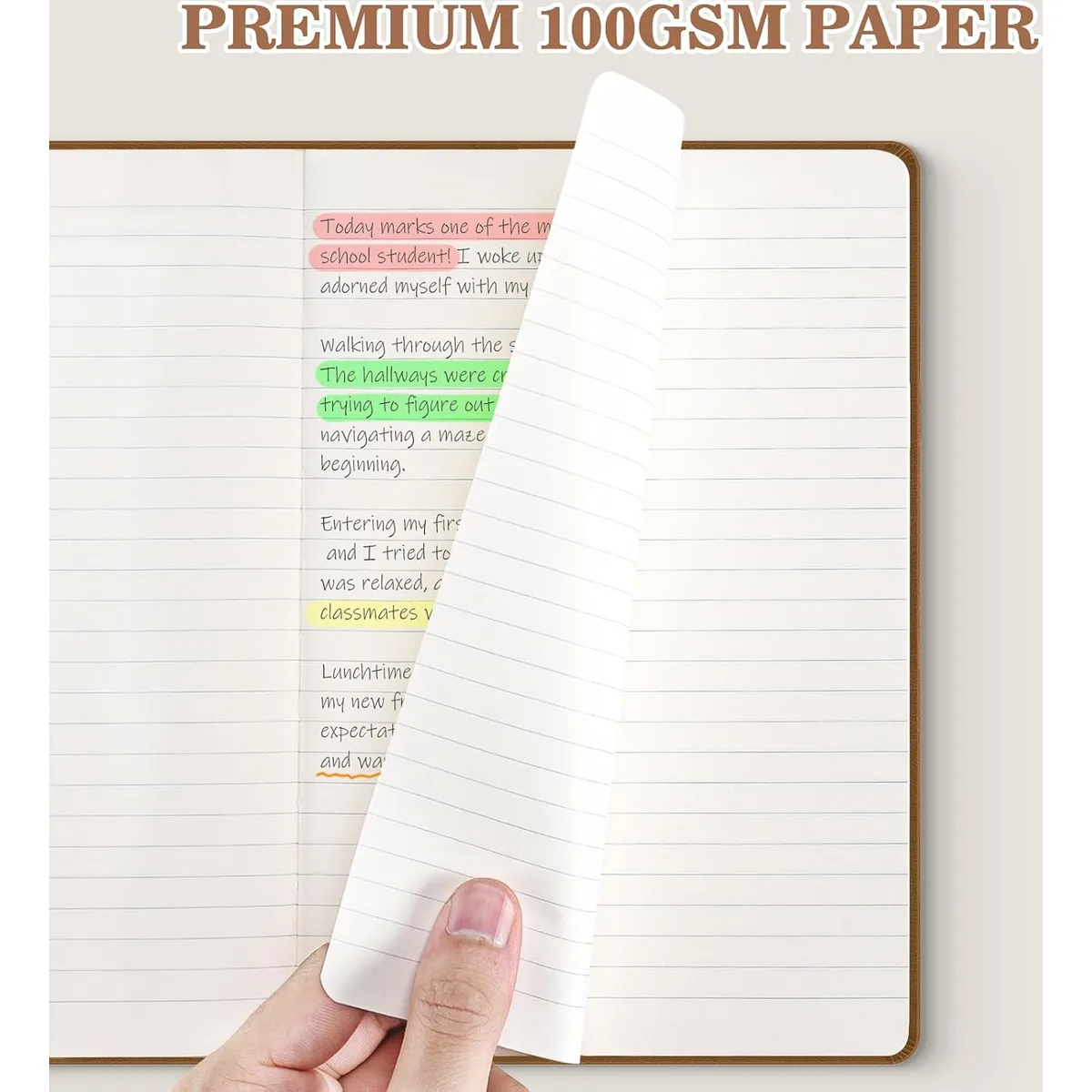 OMEYA Hardcover Journal Notebooks for Work: 4 Pack, A5 100gsm Lined Paper — image 3