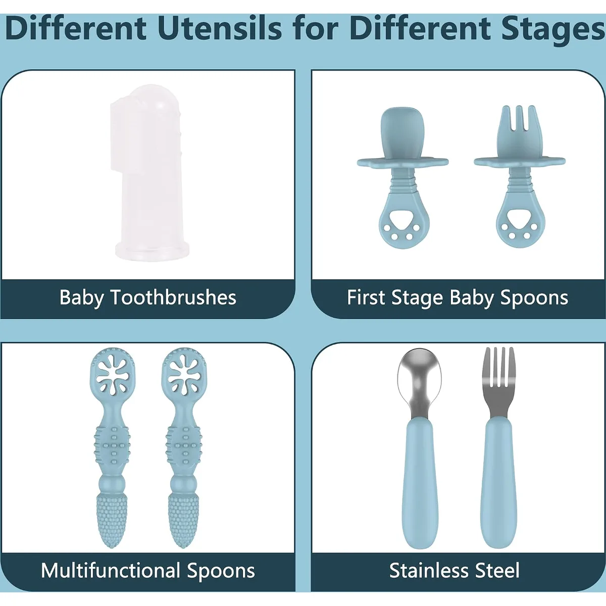 13PCS Baby Feeding Set, Removable Stainless & Silicone, Odor-Free — image 7