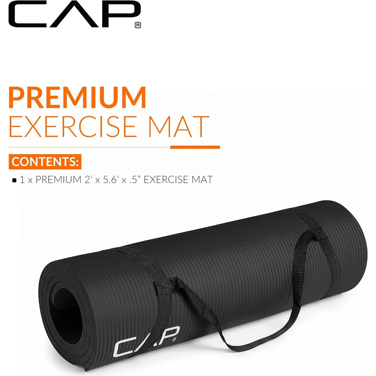 CAP Barbell 1/2-Inch High Density Exercise Yoga Mat with Strap | Multiple Options — image 2