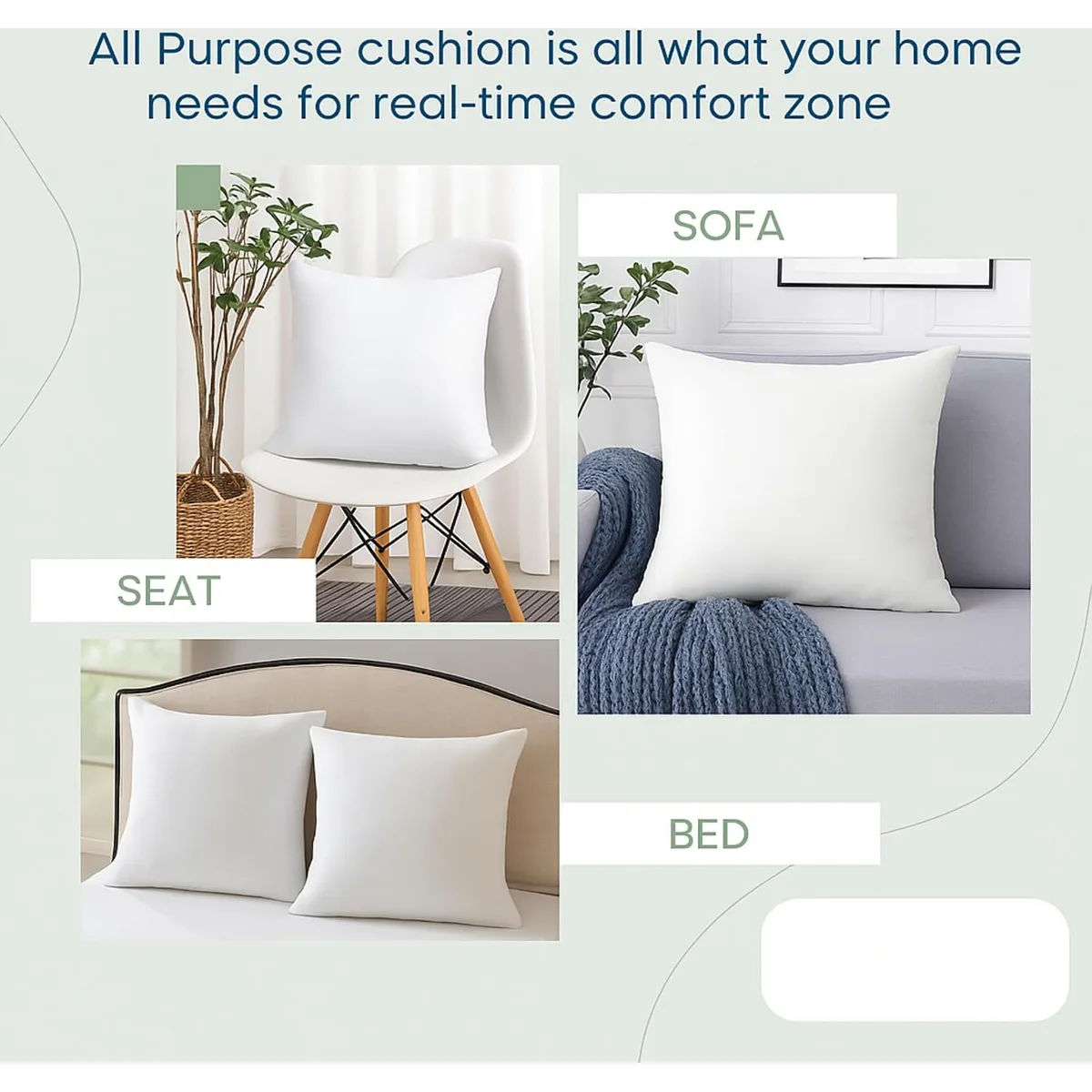 LANE LINEN 4 Pack 18x18 White Throw Pillow Inserts for Decorative Pillow Covers, Couch Pillows for Living Room, Fluffy Pillows for Bed — image 3