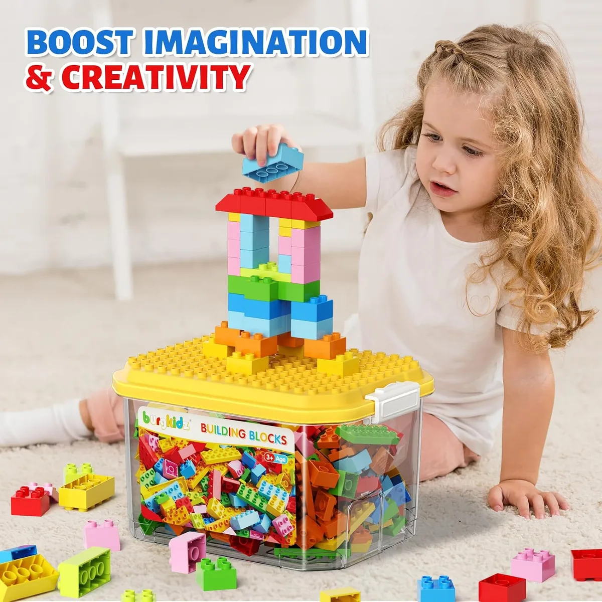 burgkidz Classic Building Compatible Toddlers: 150PCS Jumbo Blocks & Base — image 3