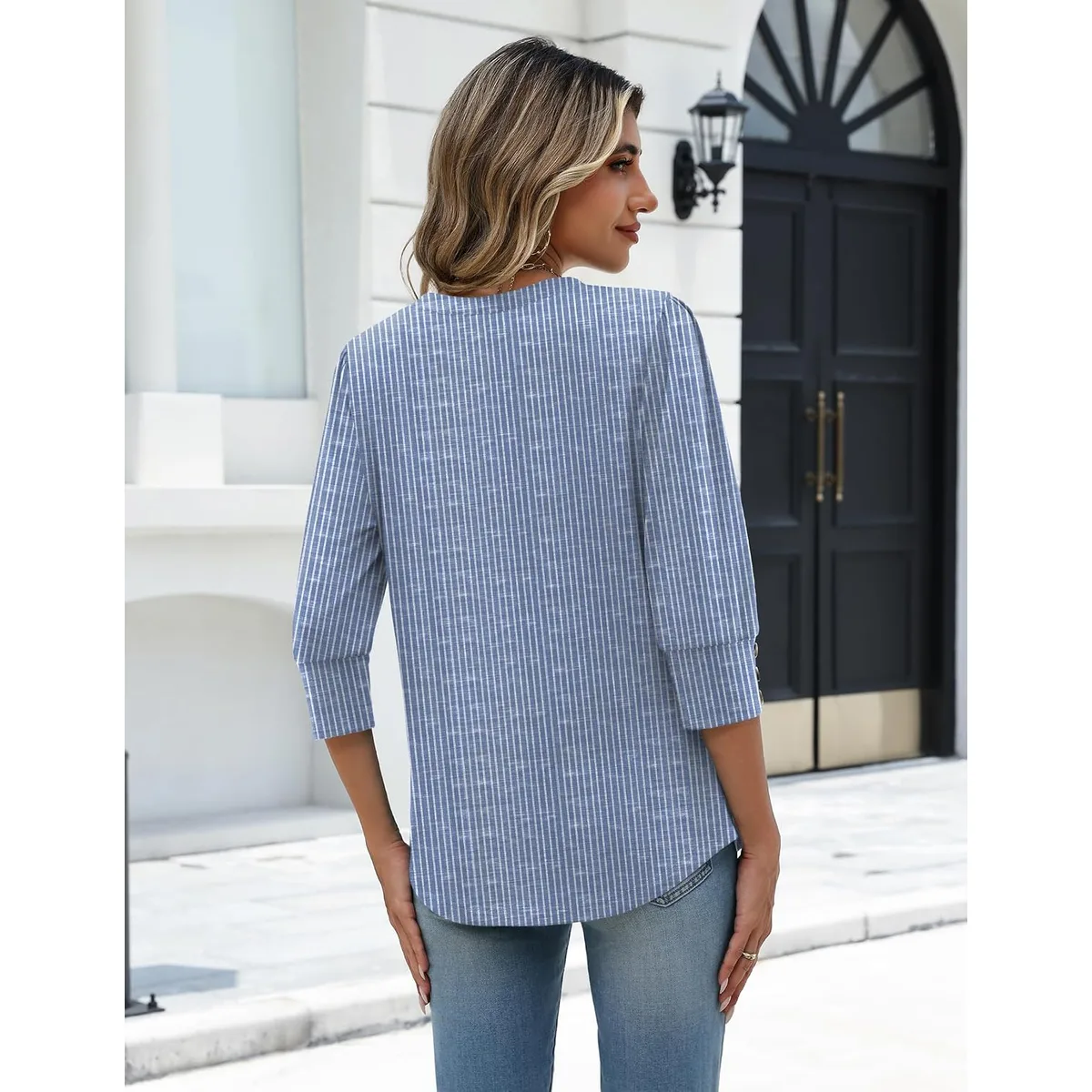 Zeagoo Womens 3/4 Sleeve V Neck T Shirts Dressy Casual Tops — image 7