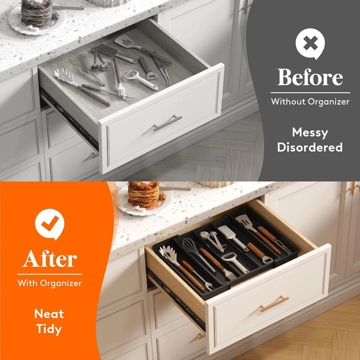 Lifewit Utensil Organizer for Kitchen Drawers, Expandable Utensil Tray — image 7