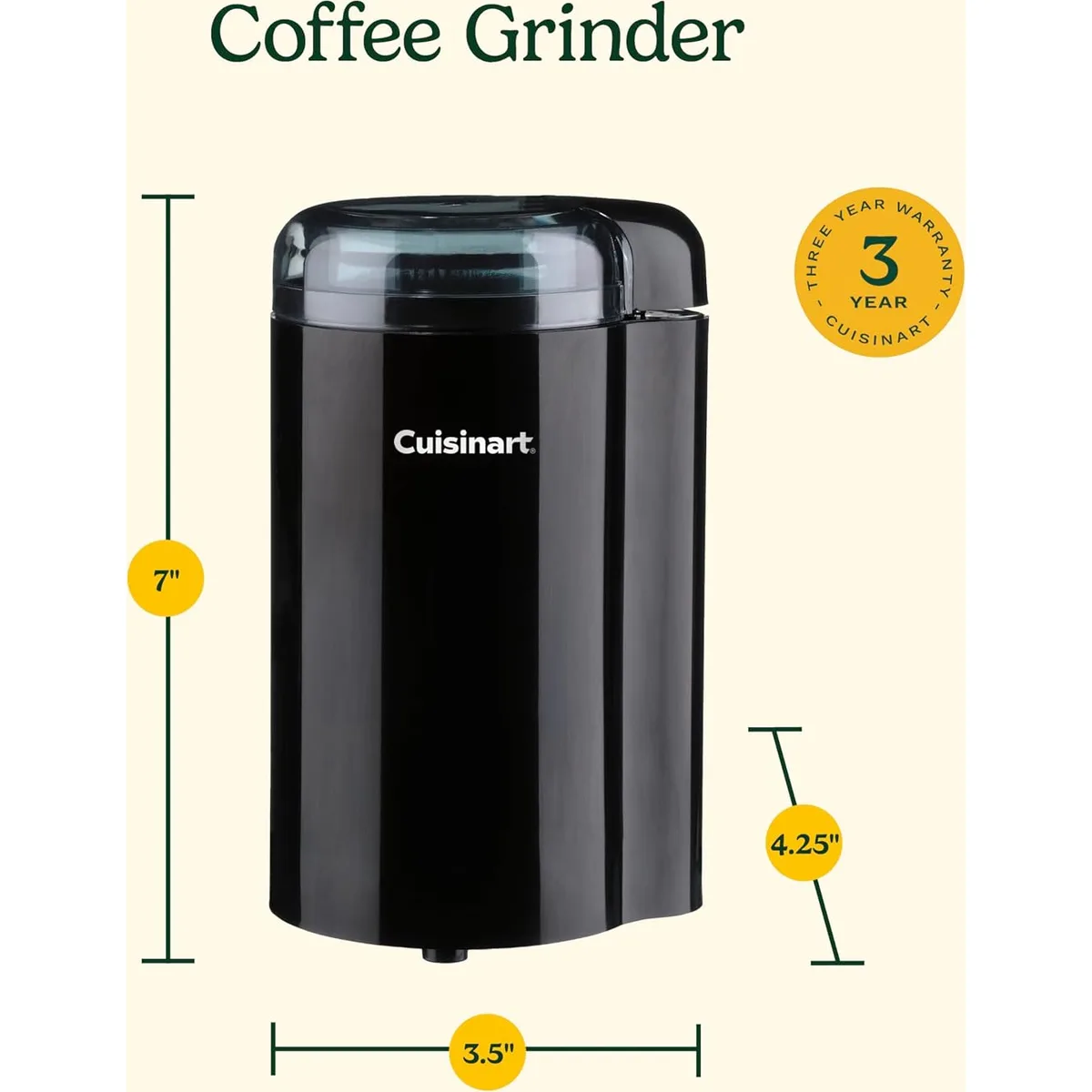 Cuisinart Coffee Grinder, One Touch, Stainless Steel, 2.5 oz, DCG-20BKN — image 7