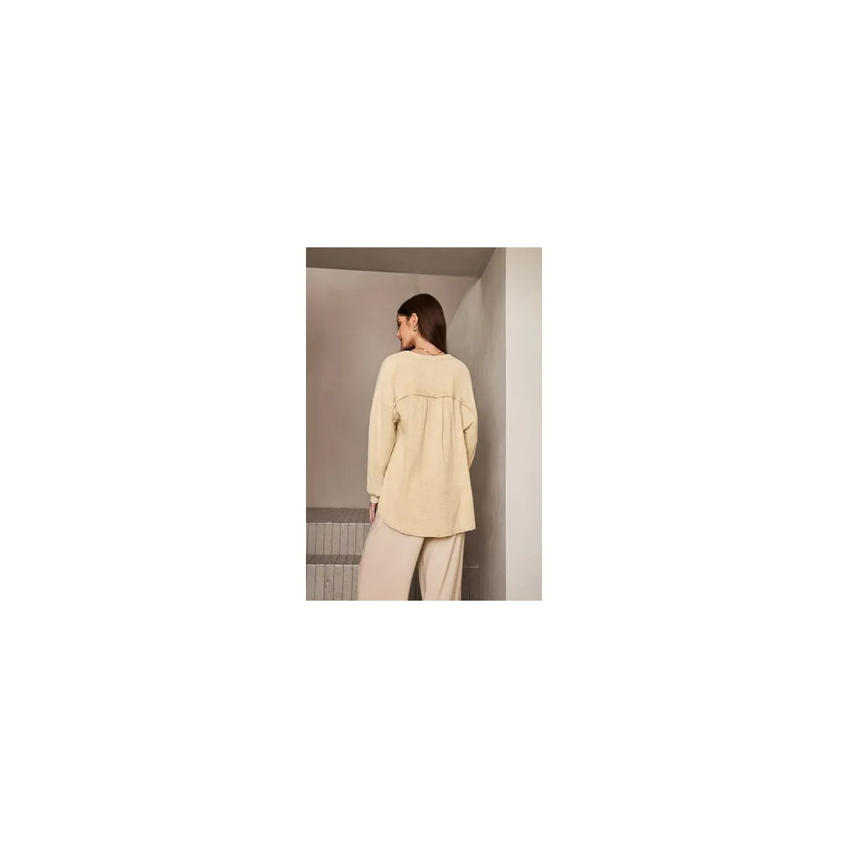 Dokotoo Long Sleeve Shirts for Women Casual V Neck Oversized Blouses Tops — image 6