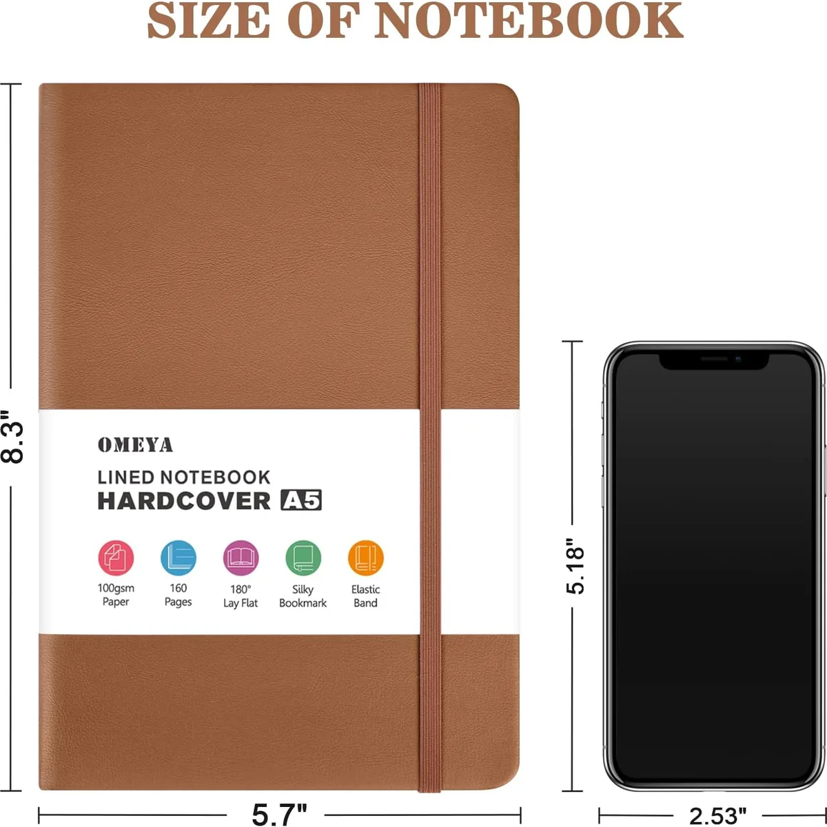 OMEYA Hardcover Journal Notebooks for Work: 4 Pack, A5 100gsm Lined Paper — image 6