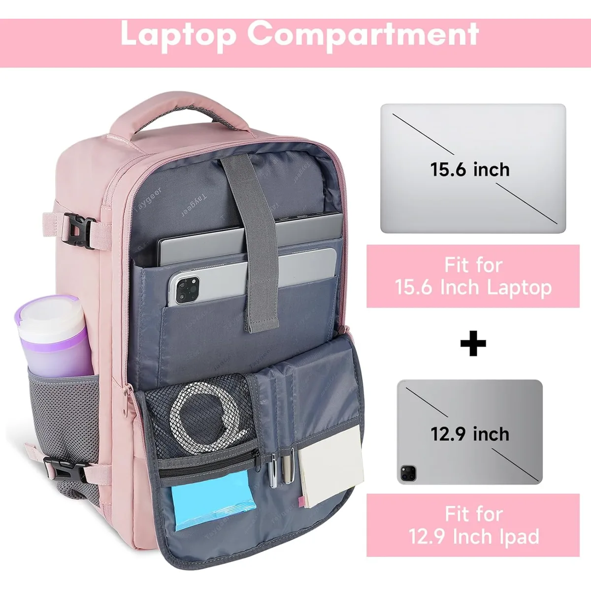 Taygeer Travel Backpack for Women, TSA Carry On Backpack Flight Approved — image 5
