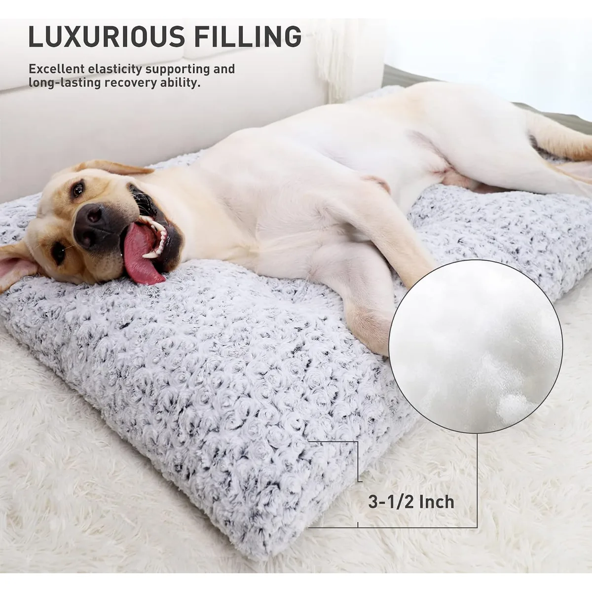 KSIIA Washable Dog Bed Medium Size Dog Crate Bed Plush Pet Mat 35"x23" Gray — image 3