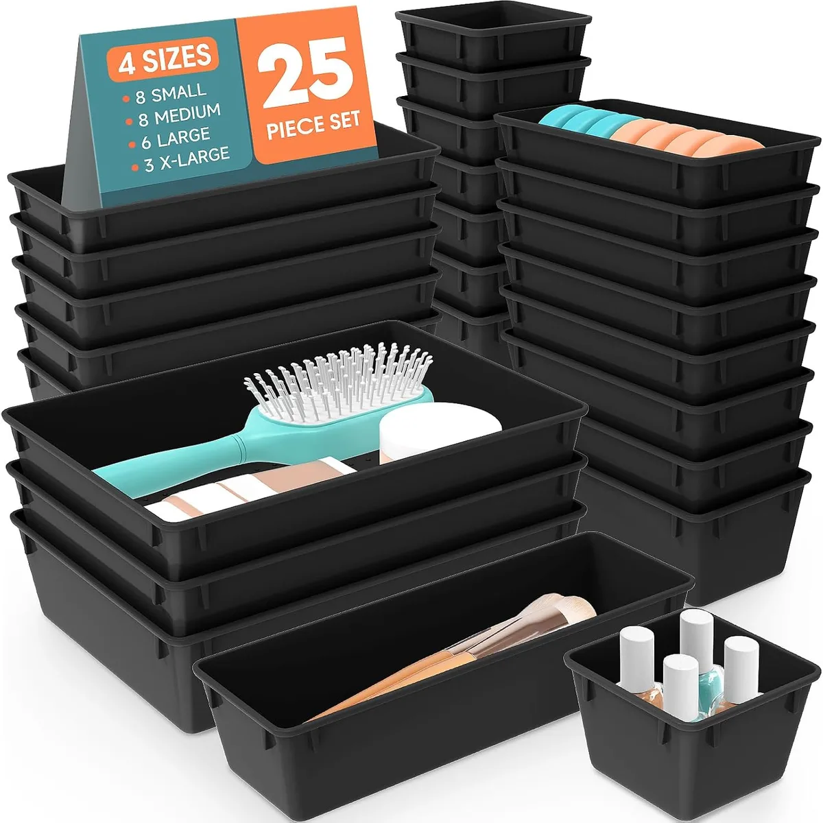 25 PCS Clear Plastic Drawer Organizer, Makeup Organizers and Storage Bins — image 8