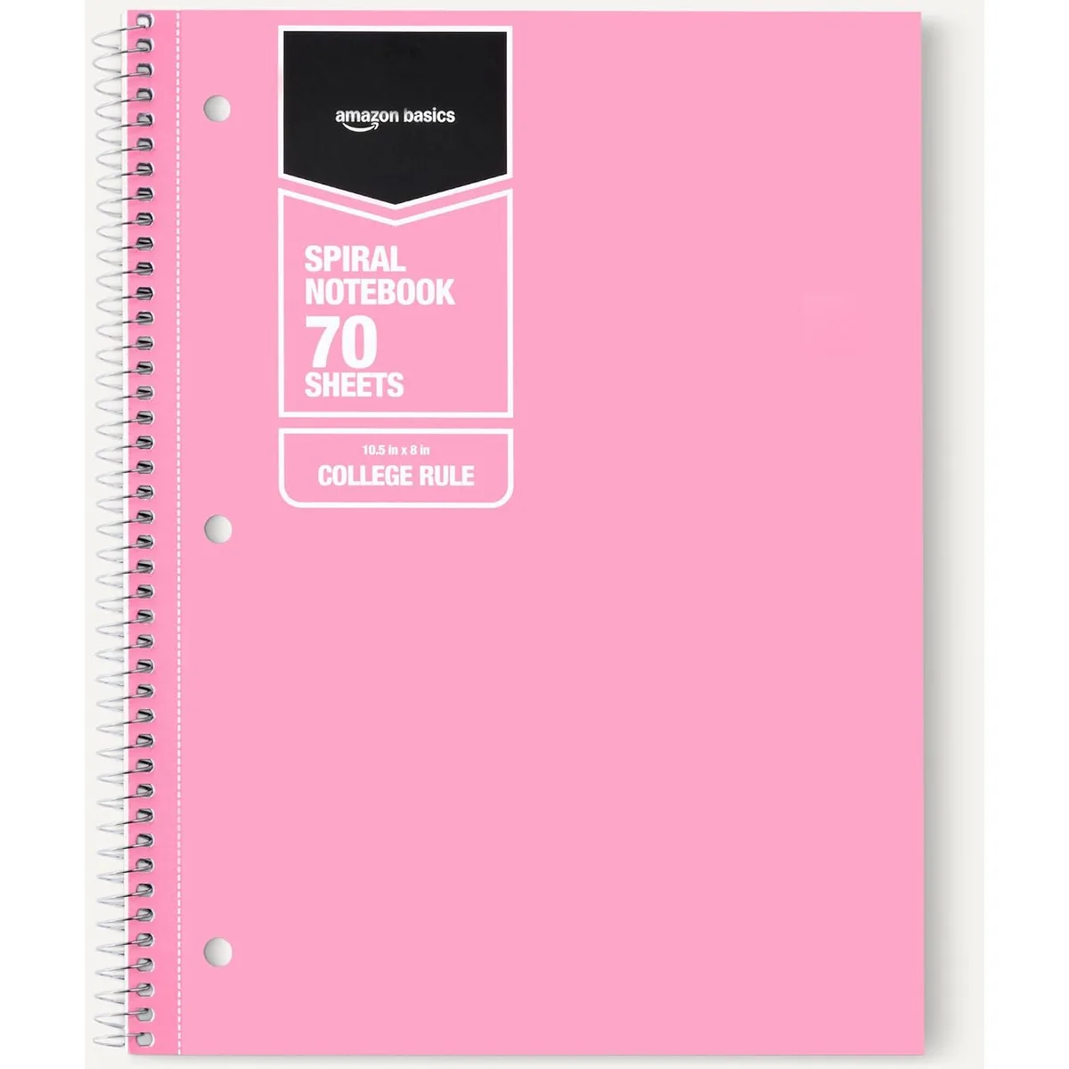 Amazon Basics College-Ruled Spiral Notebooks, 70 Sheets, 10.5" x 8", Perforated Pages, Assorted Pastel Solid Colors, 5-Pack — image 5
