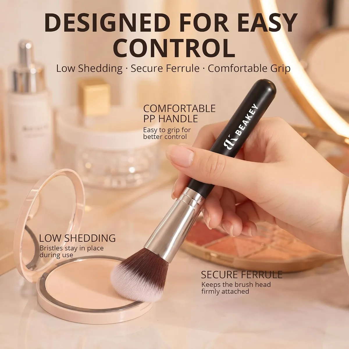 BEAKEY Makeup Brushes set with 2 Blending Sponges,10 Brush Face and Eye Set — image 5