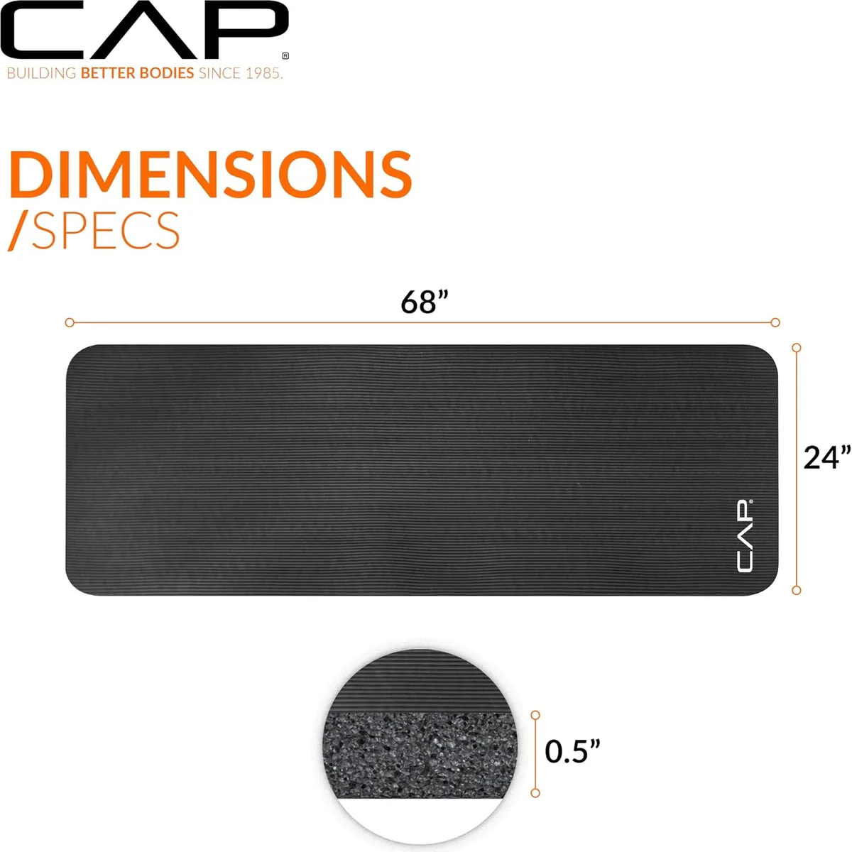 CAP Barbell 1/2-Inch High Density Exercise Yoga Mat with Strap | Multiple Options — image 4