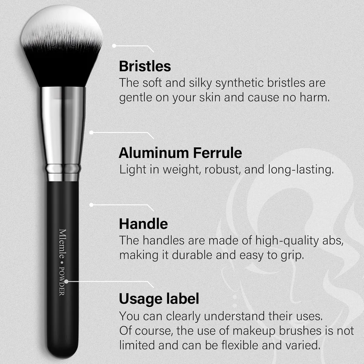 Makeup Brushes Set, Mlemle Professional 25 Pcs Makeup Kit, Include Foundation Powder Blush Concealers Eye shadows 21 Pcs Makeup Brushes and 2 Powder Puff, 2 Makeup Sponge(B01-Black) — image 3