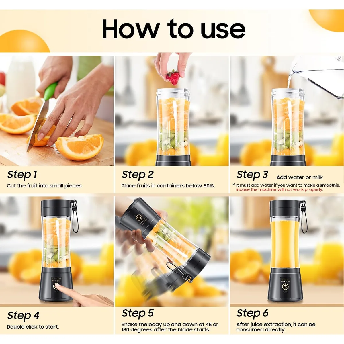 Personal Size Portable Blender Make Smoothies - Mini Blender 12oz Juice Cup — image 5