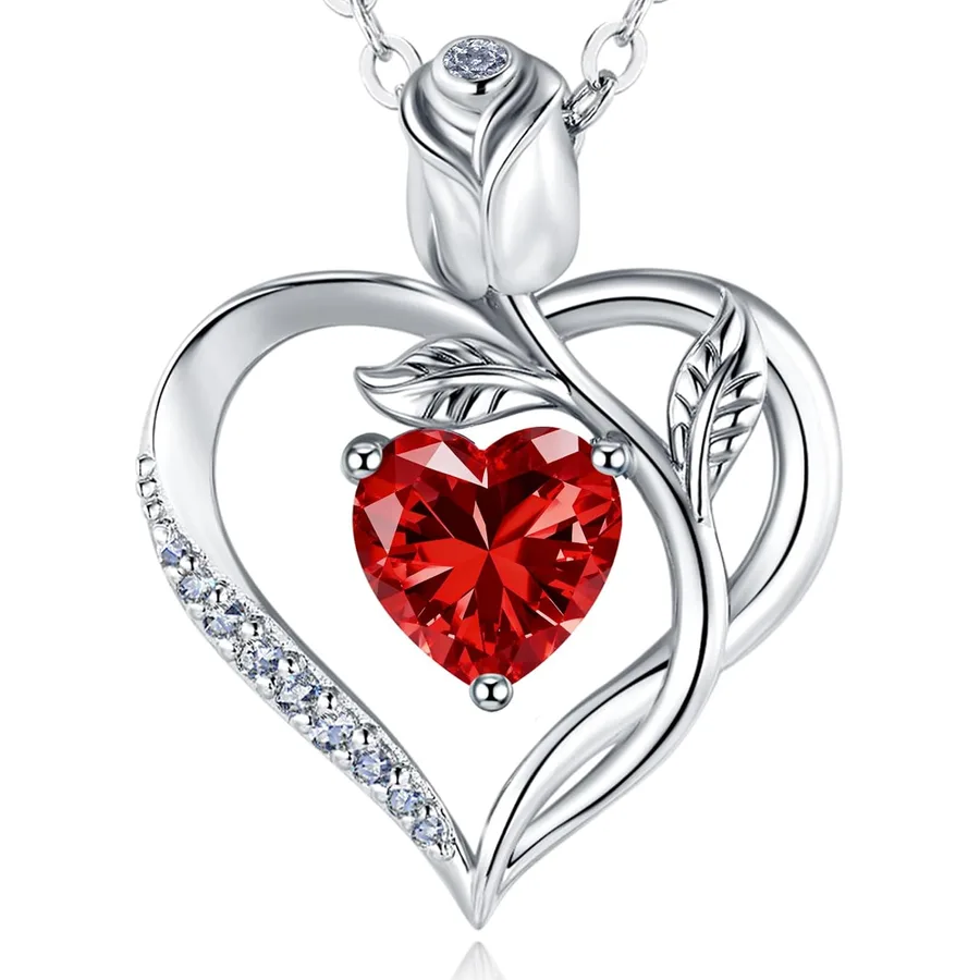 Heart Birthstone Necklace for Women